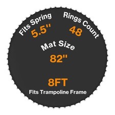 Trampoline Replacement Mat Fits 8FT Round Frame w/48 V-Rings 5.5in Spring Length