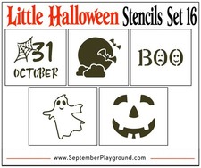 Little Halloween Stencil Set 16, 5 Pcs, 2", Oct 31, Ghost Boo, Cookie Stencils