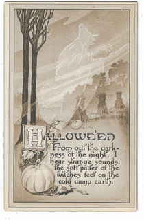 Gibson Art Co. Halloween Postcard "From out the darkness of the night....."