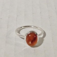 Womens 925 Solid Sterling Silver RING Red Carnelian Ring Size 7.5 FINE JEWELRY