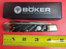 MINT BOKER Tree Brand 2 Blade BONE handled TRAPPER Knife w/ BOX !!