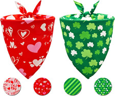 Valentine'S  St. Patrick'S Day Dog Bandana Set 2Pcs-Small,Holiday Party Costume