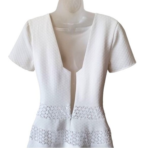 CHELSEA28 Damen Kleid Gr. XS Elfenbein Spitze Kurzarm Strukturiert A-Linie Freizeit - Bild 10 von 11