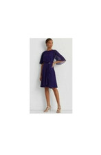 $155 Lauren Ralph Lauren, Women's Flutter Sleeve Georgette Dress, Violet, Size 4