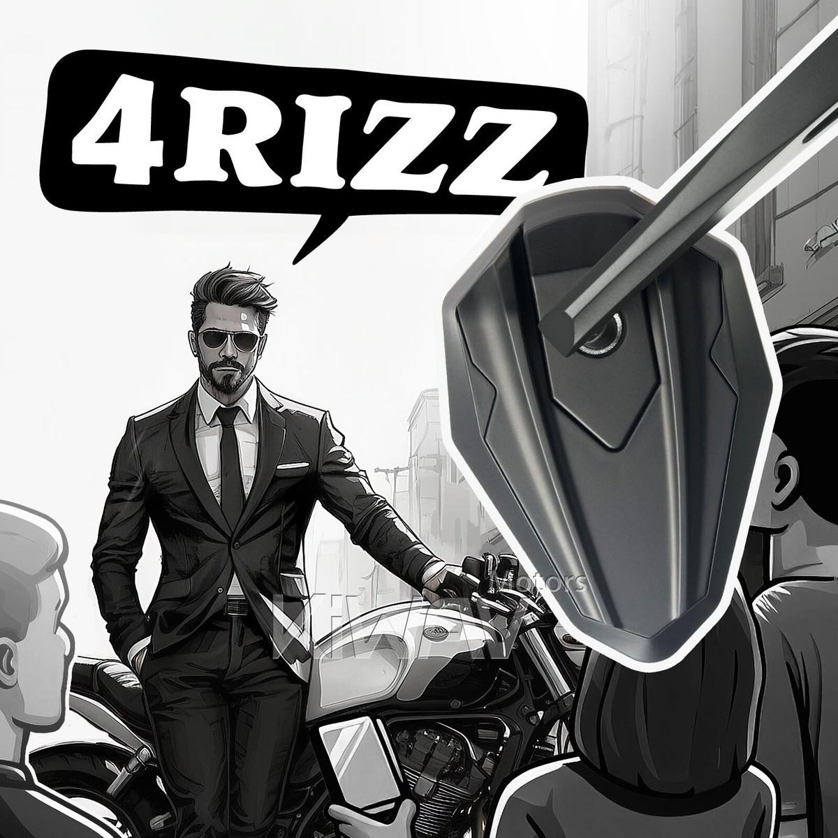 Bar end mirrors 4Rizz black for Harley '96- XL XR, '96-'07