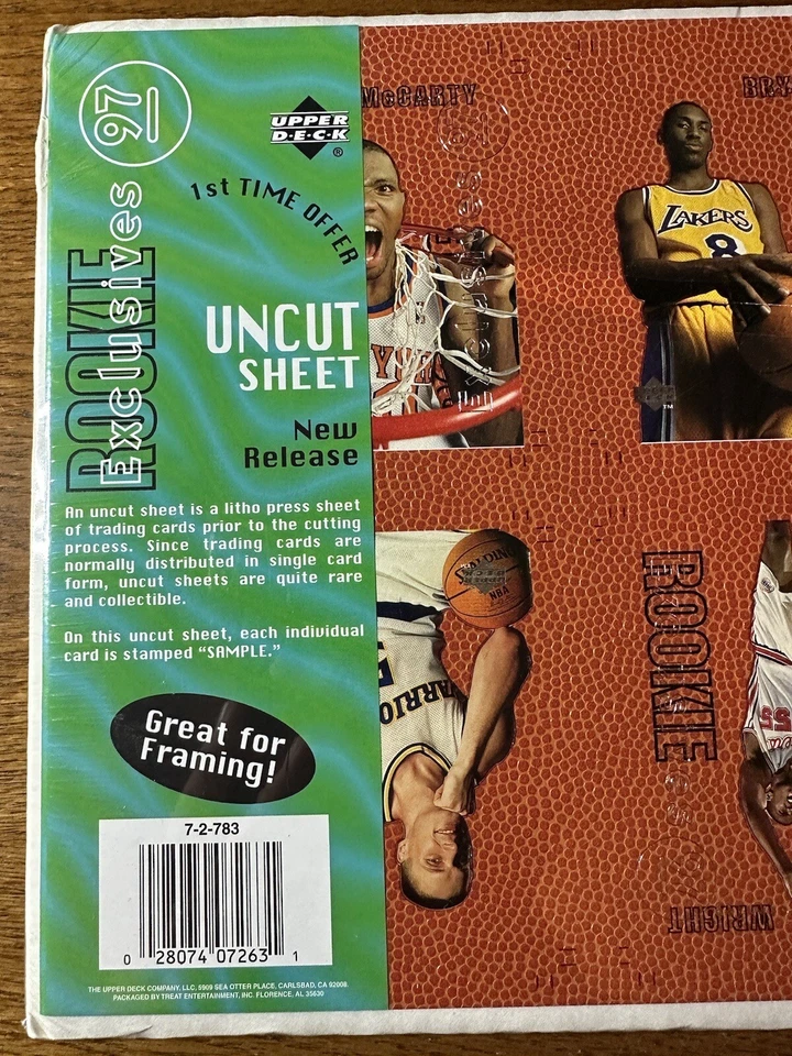 Kobe Bryant Marbury 1996-1997 Upper Deck Rookie Exclusives Uncut Sheet Sample SP - image 4 of 4