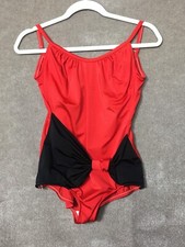 VINTAGE Jantzen Womens Swimsuit Size 14 One Piece Red Black Stretch Made in USA