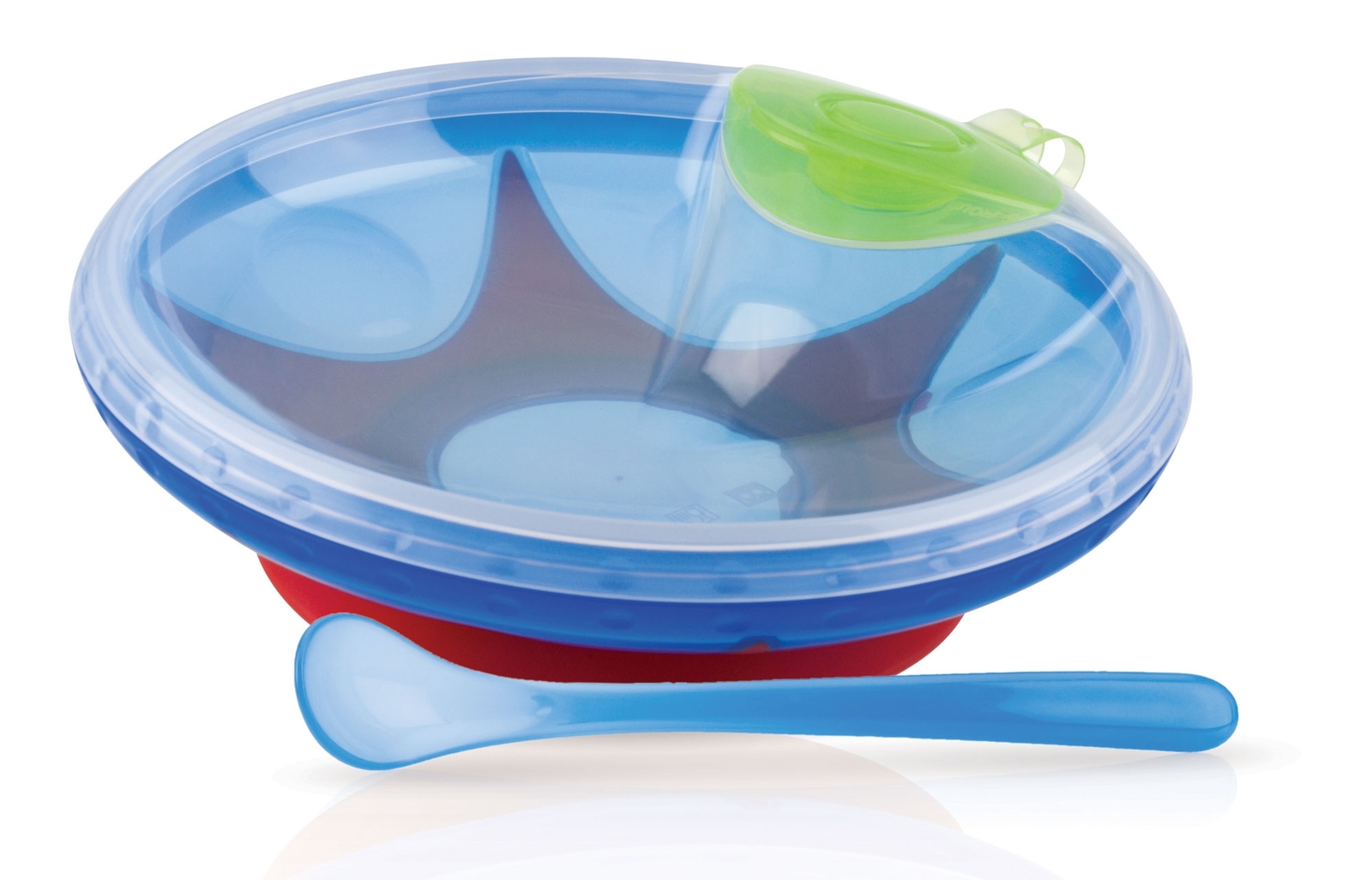 Nuby Piatto Pappa Calda e Cucchiaino Azzurro