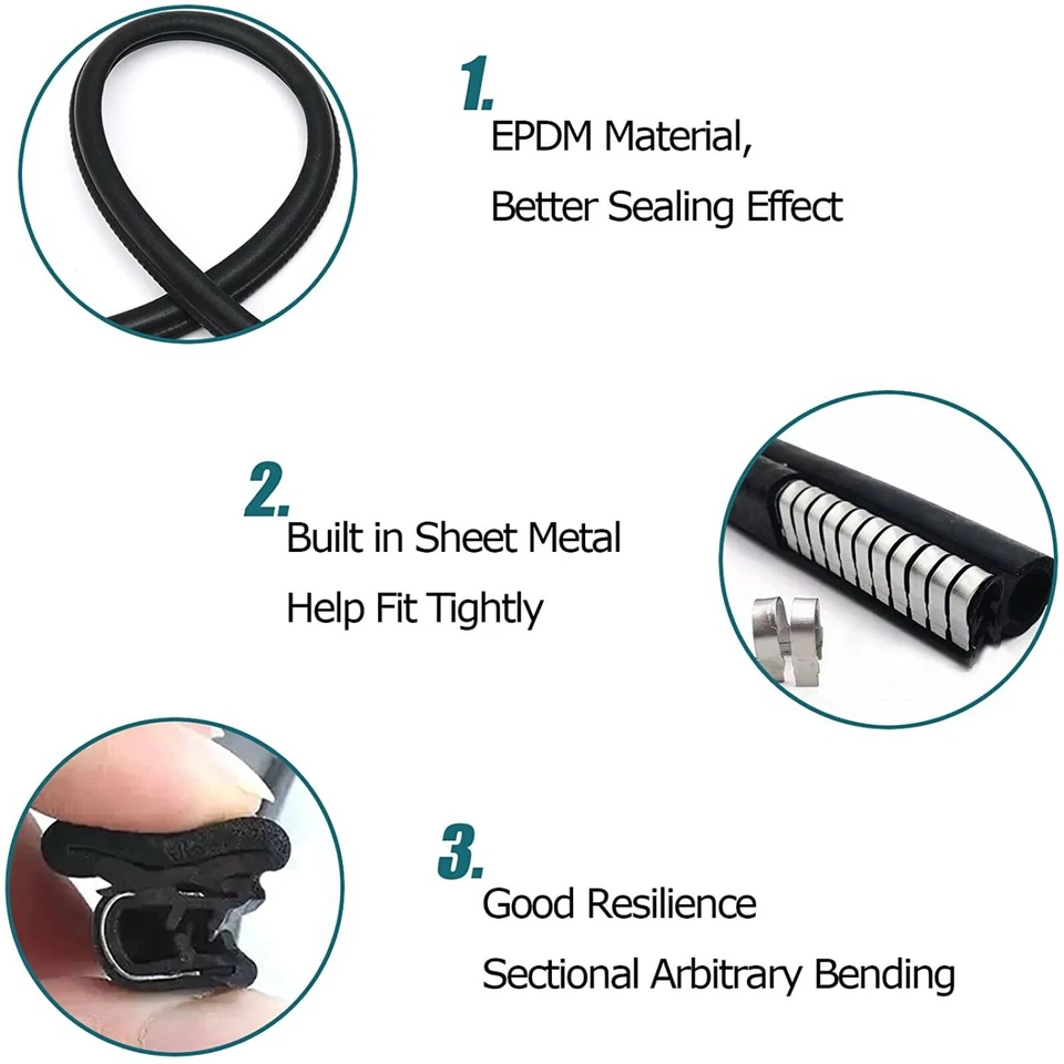 120"Length Door Rubber Seal Strip Trim Seal with Side Bulb for Car Soundproofing - Image 3 of 4