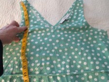 Loft Petites Linen Blend Sleeveless Green & White Polka-dot Dress Size SP