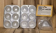Lot 6 Heart Shaped Tart Tartlet Molds Aluminum & 2 Mini Baking Pans With 6 Place