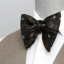 Men’s Self-Tied Bow Tie Black 100% Silk Big Butterfly Formal Bowtie S508