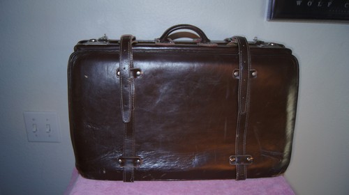 VINTAGE LEATHER CASE CARRY ON BAG LEATHER BAG LEATHER TRAVEL BAG - Picture 6 of 12