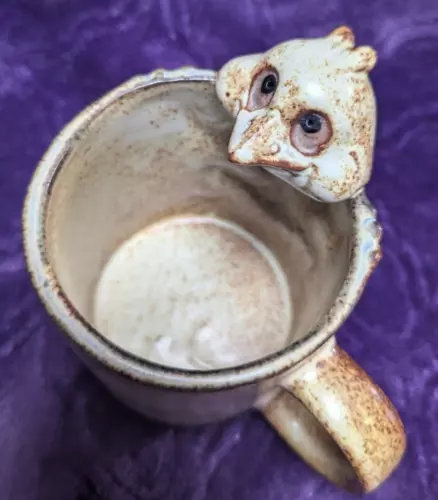Vtg Gempo Lizard Bird Mythical Creature Stoneware Mug  Art Pottery Japan