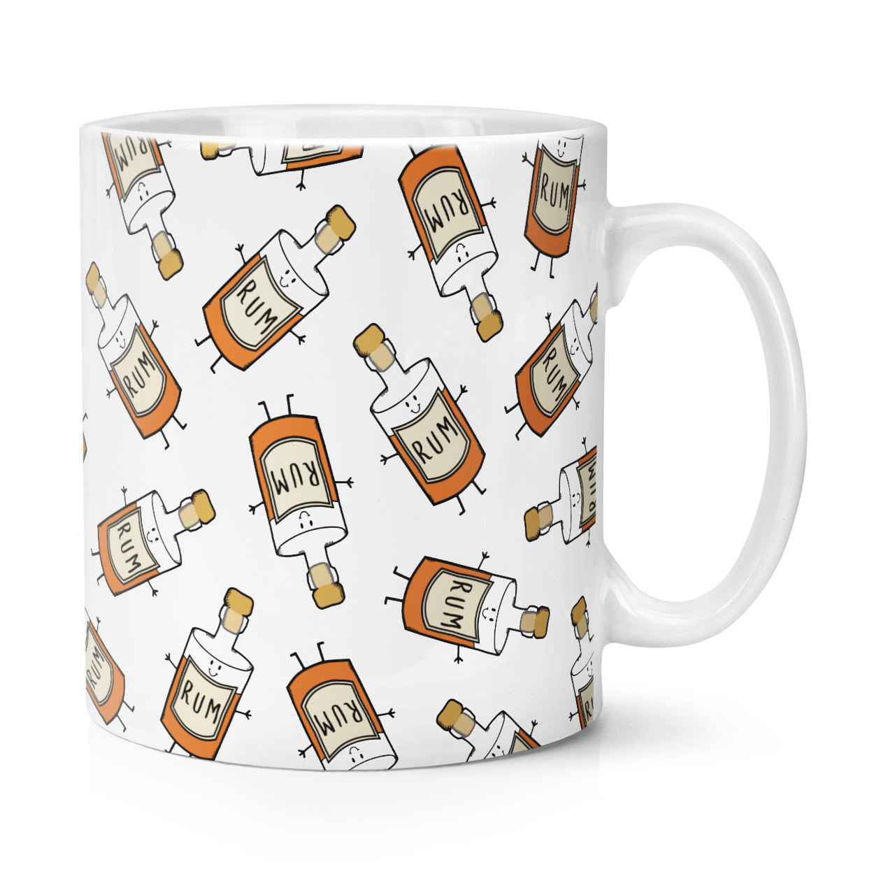 Rum Bottle Pattern 10oz Mug Cup - Funny Alcohol Drunk