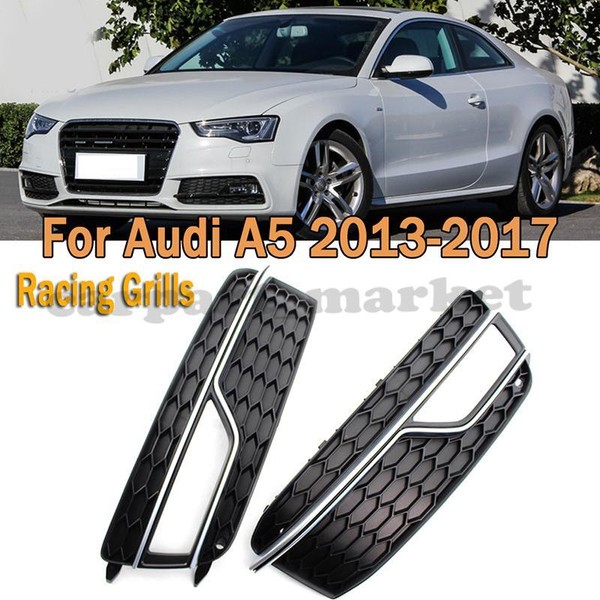 Left+Right Bumper Fog Light Grille Grill Cover Fit for Audi S5 A5~S~Line 13~2016