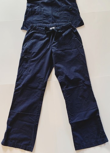 Peaches XS Scrub Top With Matching Navy Blue S Scrub Pants With Pockets - Picture 13 of 13