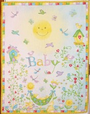 Garden Baby Flowers Birds Snails Wall Hanging Handmade Finished Quilt