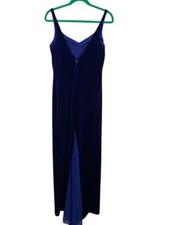 Zam Cam Dress Women 13 Blue Velvet Tank Maxi Chiffon Festive Holiday Neutral 80s