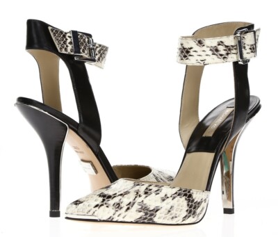 Michael Kors Womens Snake Print Leather Ankle Strap Pumps Sandal