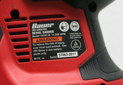 Bauer 20v Detail Sander Tool 1919C-B 