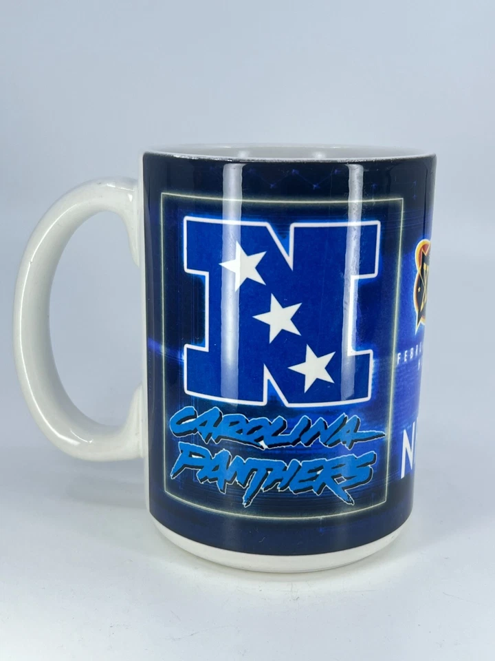 Taza de cerámica de colección Carolina Panthers NFC Champion Super Bowl XXXVIII 2004 Houston Foto 3 de 4