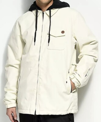 ThirtyTwo MERCHANT Mens Hooded Snowboard Jacket S Dirty White Water Repellent