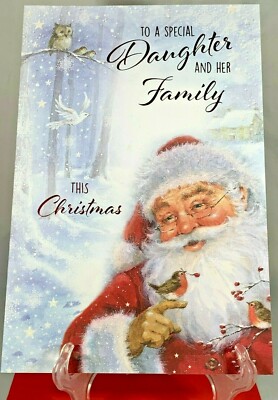 Cherry Orchard | Sister & Family Christmas Card | Elegant Pink & White Frosted Tree Design | Luxury Insert | Gold Foil Finish | Complete With Envelope - View #2