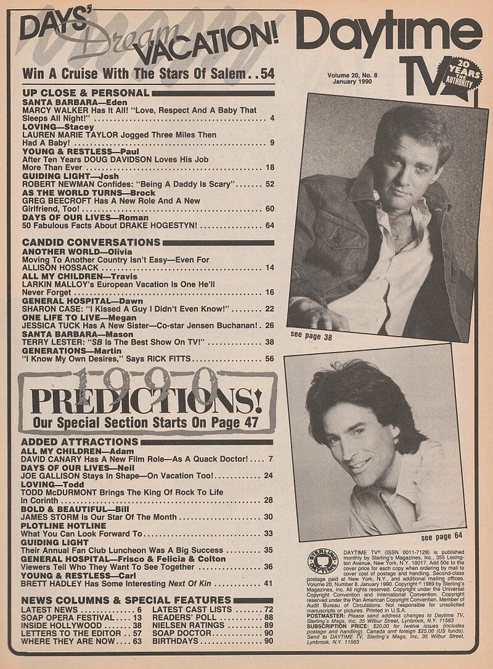 Daytime TV Jan 1990 MARCY WALKER-LARKIN MALLOY-SHARON CASE-DRAKE HOGESTYN-BARTON - Image 2 of 3