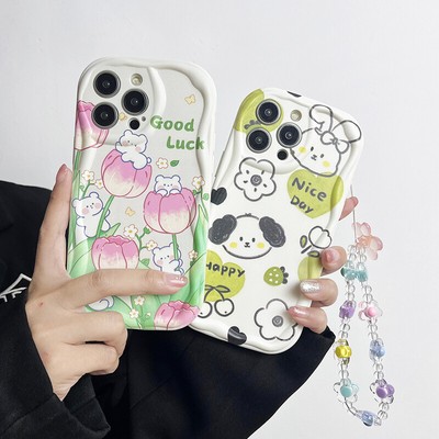 Cute Cartoon Cream Soft Covers Shockproof +Bracelet Shell For Various Phone Case