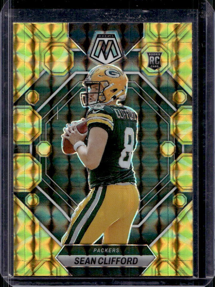 2023 Panini Mosaic Sean Clifford Reactive Yellow Prizm Rookie RC #361 Packers