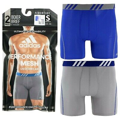 Adidas Men's Boxer Briefs 2 Pack S 28-30 Bold Blue Grey Performance Fit  MSRP$26 
