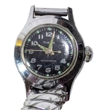 Timex Waterproof Wrist Watch Silver Dial Numbers Stainless Steel Parts Only