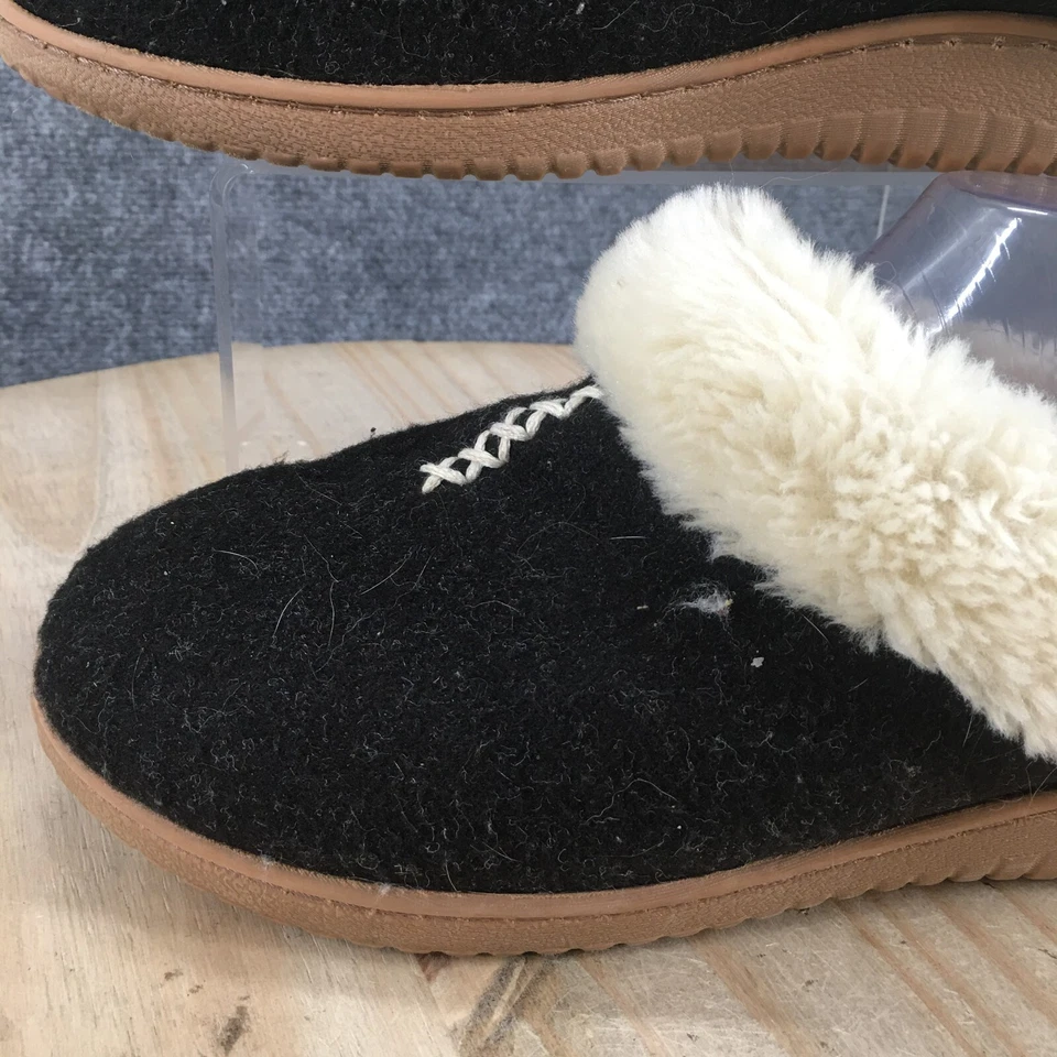 Sandalias Dearfoams para mujer 7-8 informales cómodas sin cordones zapatillas de mula tela negra Foto 3 de 4