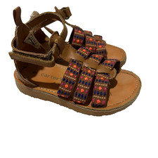 Carters Sandals Baby Girl Brown Gladiator 6 T Strap Boho Colorful Strappy Pink