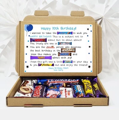 TREASURED FOREVER Personalised Birthday 40th Gift Box Chocolate Treat Hamper Him Her any Age