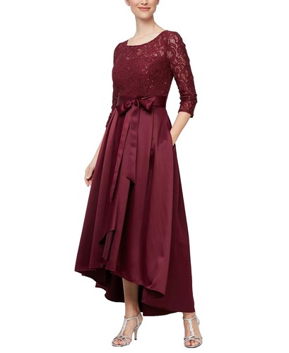 Alex Evenings Mock Two-Piece A-Line Gown w/ Brocade Blue Gold Black Tulle  Top | eBay