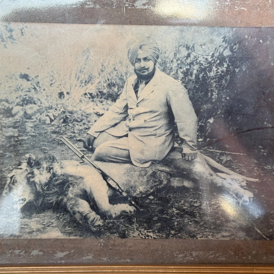 Vintage British Period Hunting Hunter Man Black & White Photo With Wooden Framed - Image 4 of 4