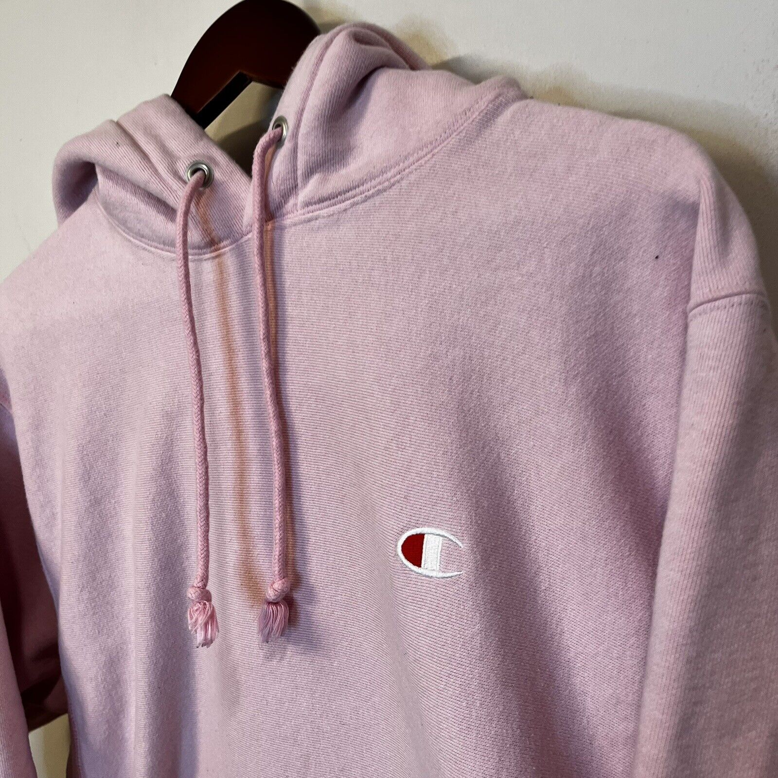 Vintage 90s Champion Reverse Weave Hoodie Sweatshirt Small C Logo Pink Size  M
