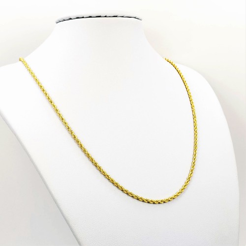 22K Gold Italian Rope Chain Necklace 17.75" Hollow 2.25mm Genuine Hallmarked 916 - Picture 3 of 12