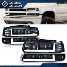 Smoke Led DRL Headlights Bumper Lamps Fits For 99-02 Chevy Silverado 00-06 Tahoe