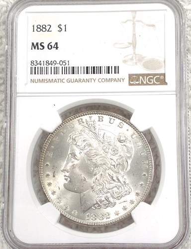 1882-P MORGAN DOLLAR  NGC MS64  NICELY COLOR TONED REVERSE