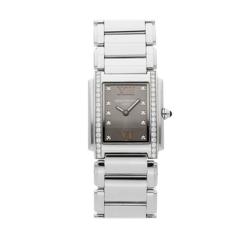 Patek Philippe Twenty~4 Steel Quartz Diamond Gray Dial Bracelet 4910/10A-010