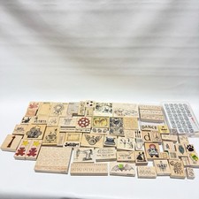 Vintage Wood Rubber Stamps Huge Lot New  Used 90 Stamps