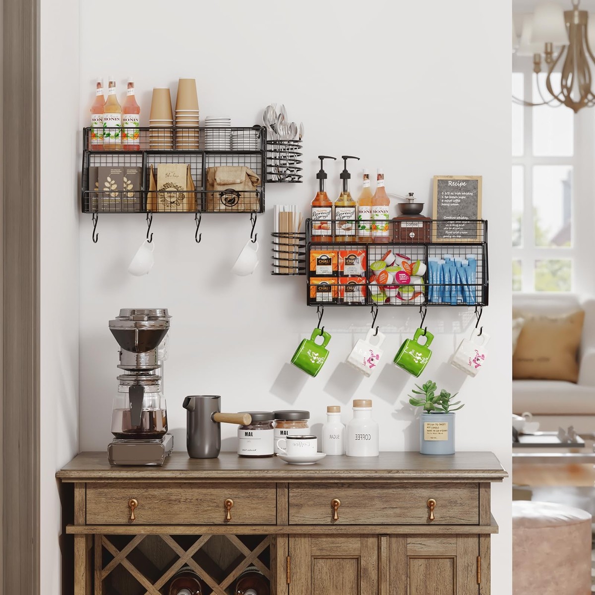 Hobby Lobby Coffee Bar Shelf With Hooks And Baskets Coffee Bar