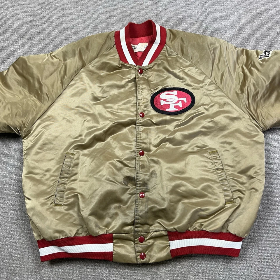 Vintage Chalk Line San Francisco Forty Niners Satin Bomber Jacket Mens XL 49ers - Image 3 of 4