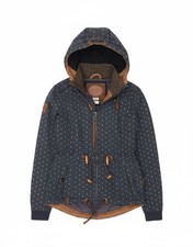 Naketano Damen Windbreaker Jacke mit Kapuze UK 10 Small dunkelblau gepunktet FL22