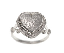 Heart Locket Ring Sterling Silver Ring (inserts for 2 photographs inside )
