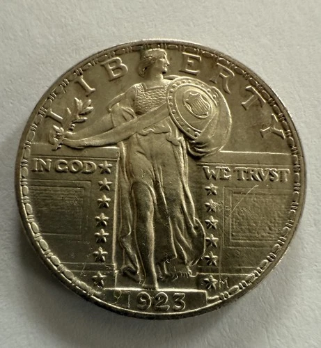 1923 Standing Liberty Quarter - BU Awesome Details Scratched