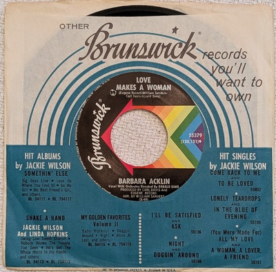 #ad #ad Barbara Acklin LOVE MAKES A WOMAN northern soul 45 RPM 7quot; Brunswick 55379 $14.99